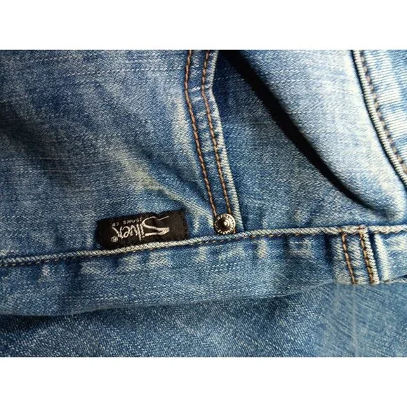 Silver Jeans Avery Straight Womens 27x31 Blue Medium Wash Denim Stretch Blend - Picture 5 of 8